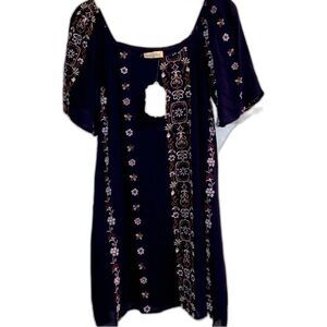 Altar’d State NWT Boho Navy Floral Embroidered Dress Size XS